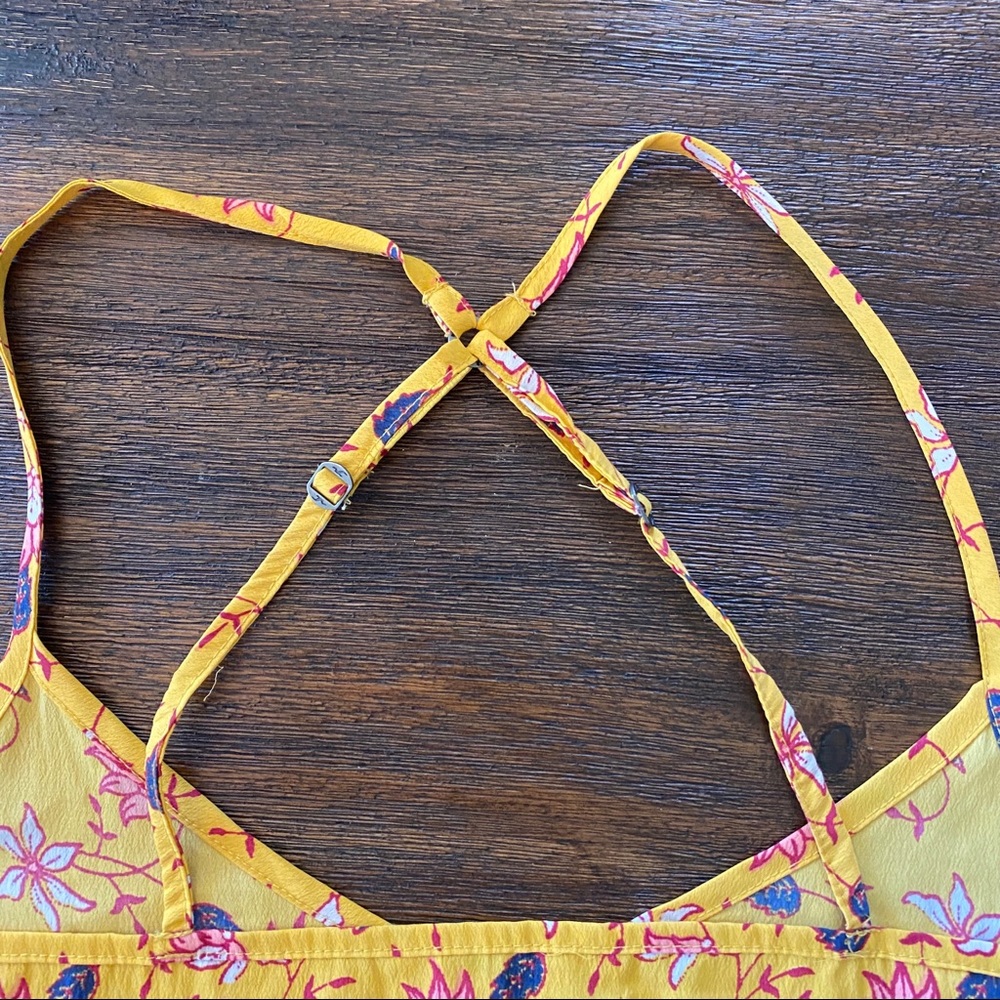 Hollister Mustard Yellow & Purple Floral Tank Top - Picture 6 of 7